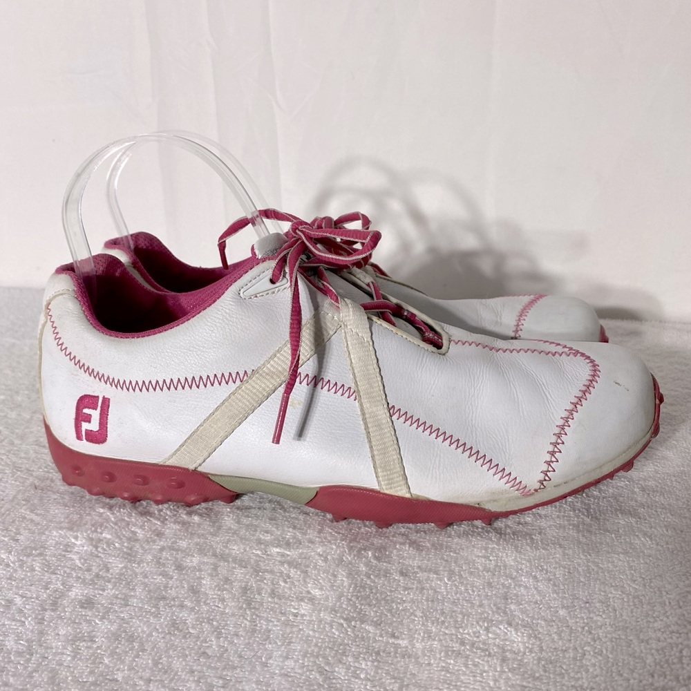 FootJoy White Pink Lace Up M Project Spikeless Golf Shoes Athletic Shoes 11